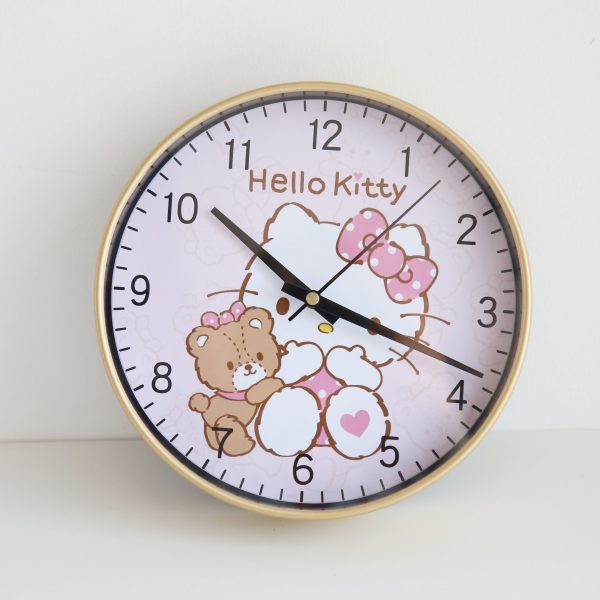 Hello Kitty Gold Frame Silent Quartz Wall Clock | 8-Inch - Image 2