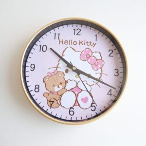 Hello Kitty Gold Frame Silent Quartz Wall Clock | 8-Inch