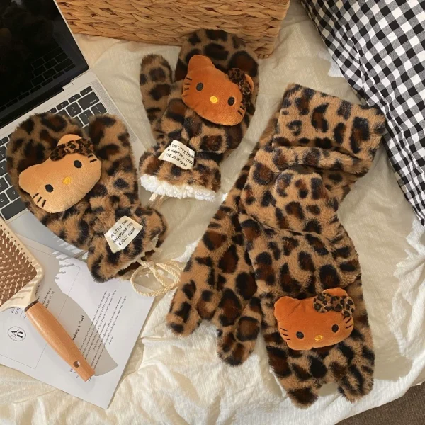 Leopard Kitty Winter Set | Scarf & Gloves - Image 4