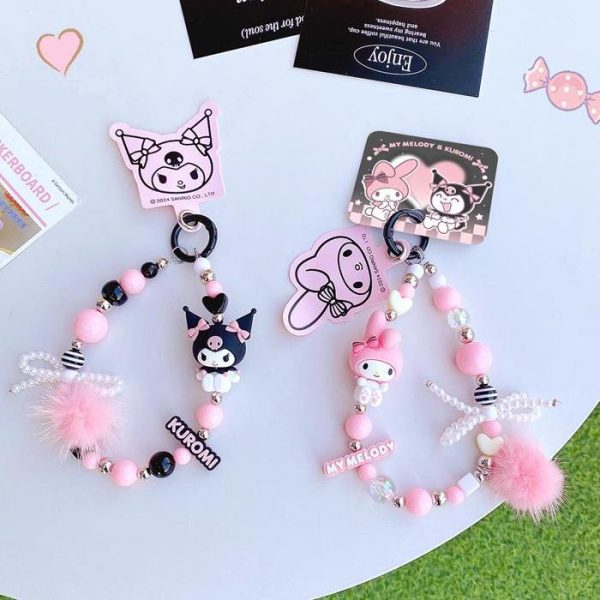Kuromi & My Melody Pearl Chain Keychains and Bag Charms - Image 2