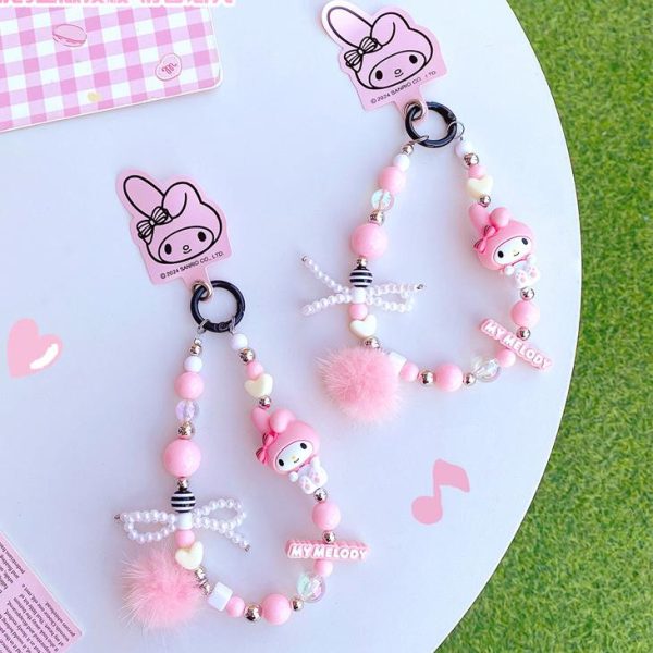 Kuromi & My Melody Pearl Chain Keychains and Bag Charms - Image 3