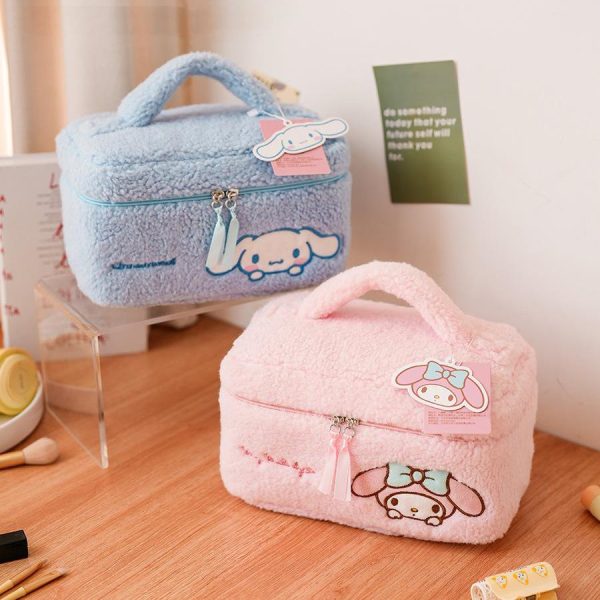 Sanrio Embroidered Plush Storage Bag | Soft Teddy Fleece · Large Capacity · Kawaii Organizer - Image 2