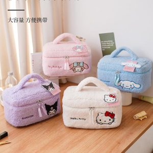 Sanrio Embroidered Plush Storage Bag | Soft Teddy Fleece · Large Capacity · Kawaii Organizer