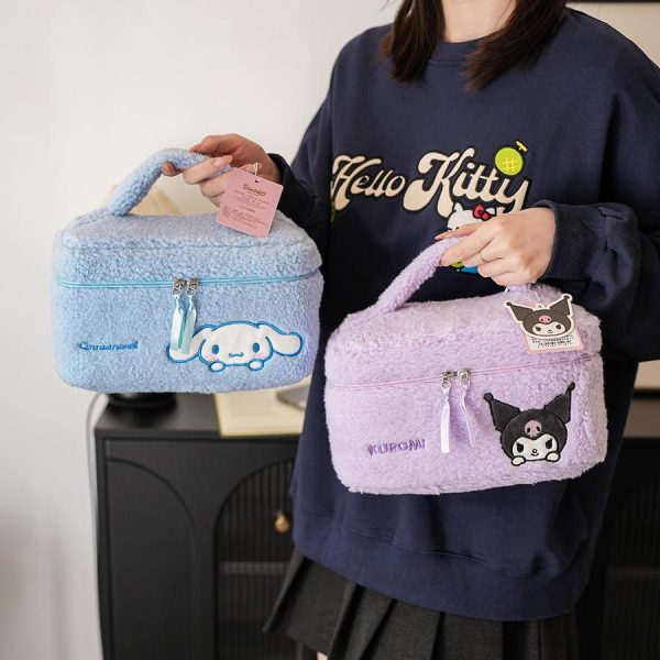 Sanrio Embroidered Plush Storage Bag | Soft Teddy Fleece · Large Capacity · Kawaii Organizer - Image 9