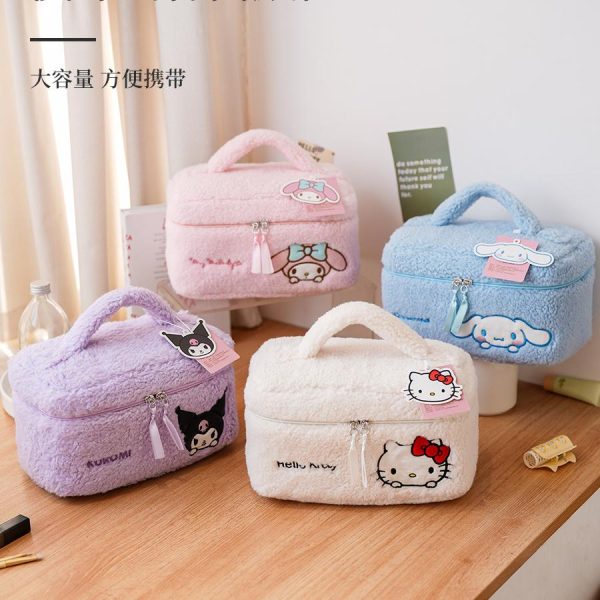Sanrio Embroidered Plush Storage Bag | Soft Teddy Fleece · Large Capacity · Kawaii Organizer