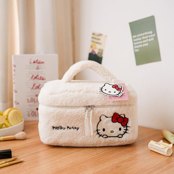 Sanrio Embroidered Plush Storage Bag | Soft Teddy Fleece · Large Capacity · Kawaii Organizer - Image 3