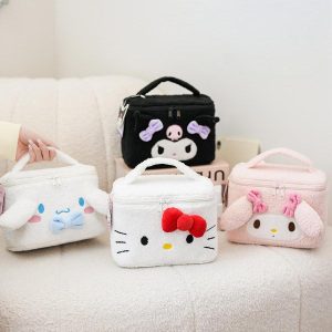 Sanrio Foldable Plush Makeup Bag -3D Design · Large Capacity · Cute & Soft Organizer