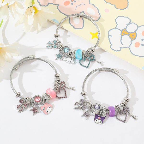 Sanrio-Inspired Pandora Charm Bracelet – Kuromi, My Melody & Cinnamoroll (3 Colors) - Image 2