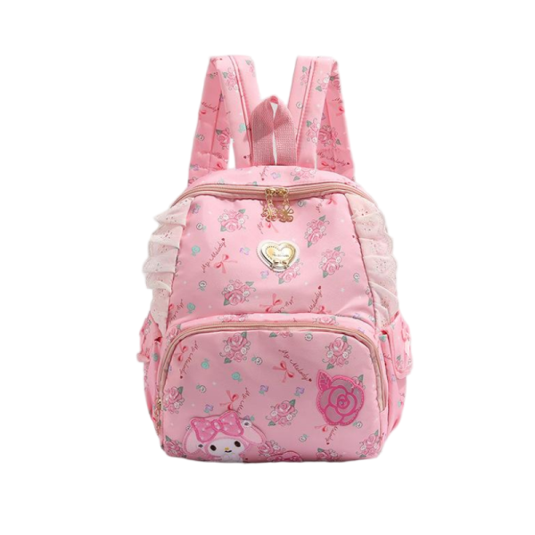 My Melody Sanrio Floral Backpack –Sweet & Cute Double Shoulder Bag for Girls