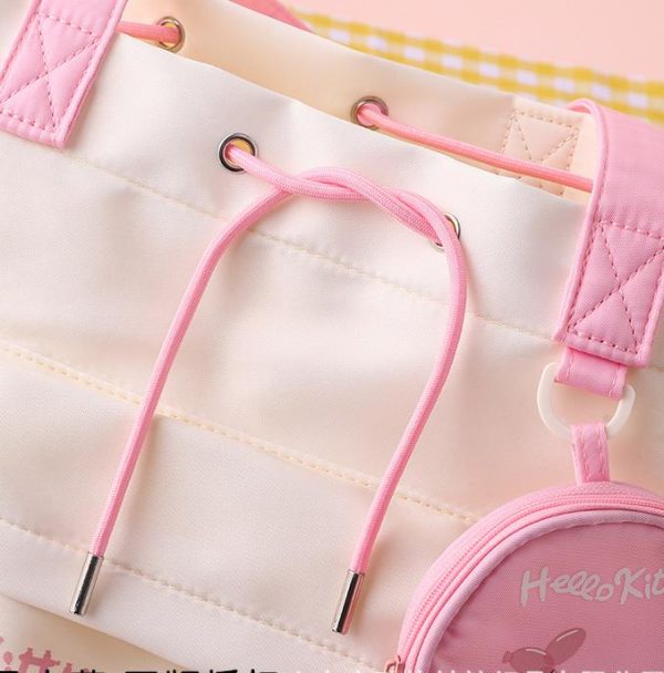 Sanrio Official Characters Drawstring Tote Bag with Coin Purse - 5 Characters, Lightweight & Large Capacity - Image 2