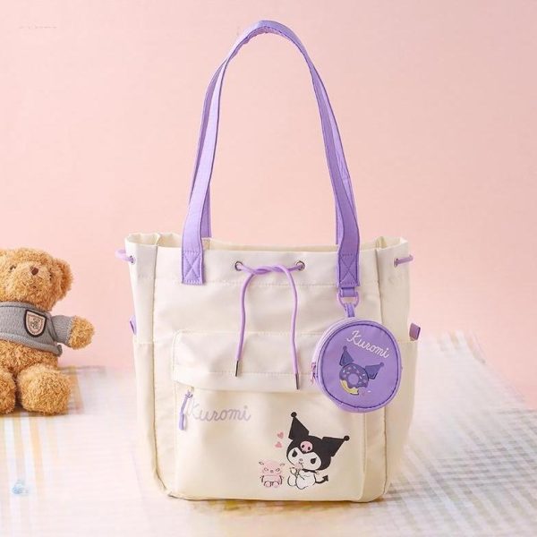 Sanrio Official Characters Drawstring Tote Bag with Coin Purse - 5 Characters, Lightweight & Large Capacity - Image 5
