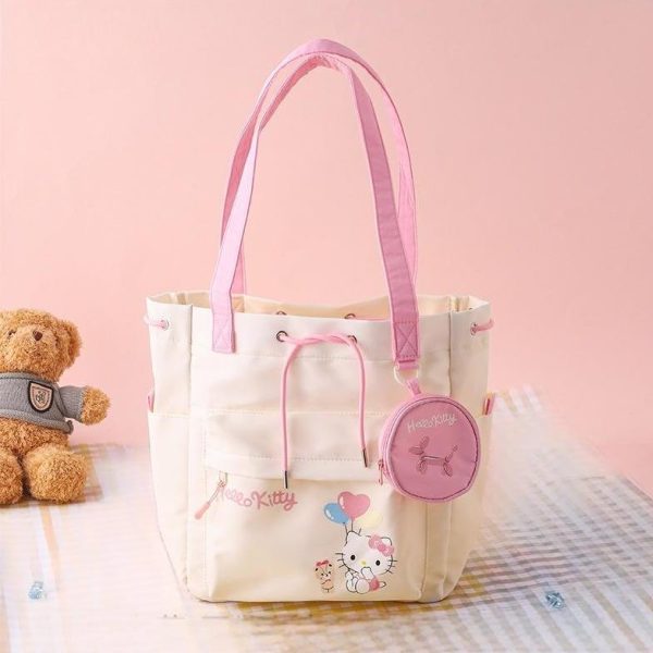Sanrio Official Characters Drawstring Tote Bag with Coin Purse - 5 Characters, Lightweight & Large Capacity - Image 6