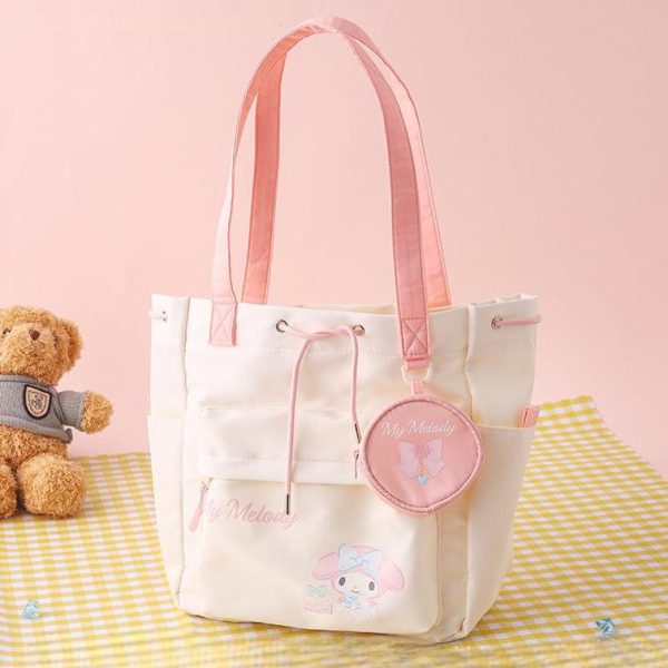 Sanrio Official Characters Drawstring Tote Bag with Coin Purse - 5 Characters, Lightweight & Large Capacity - Image 8